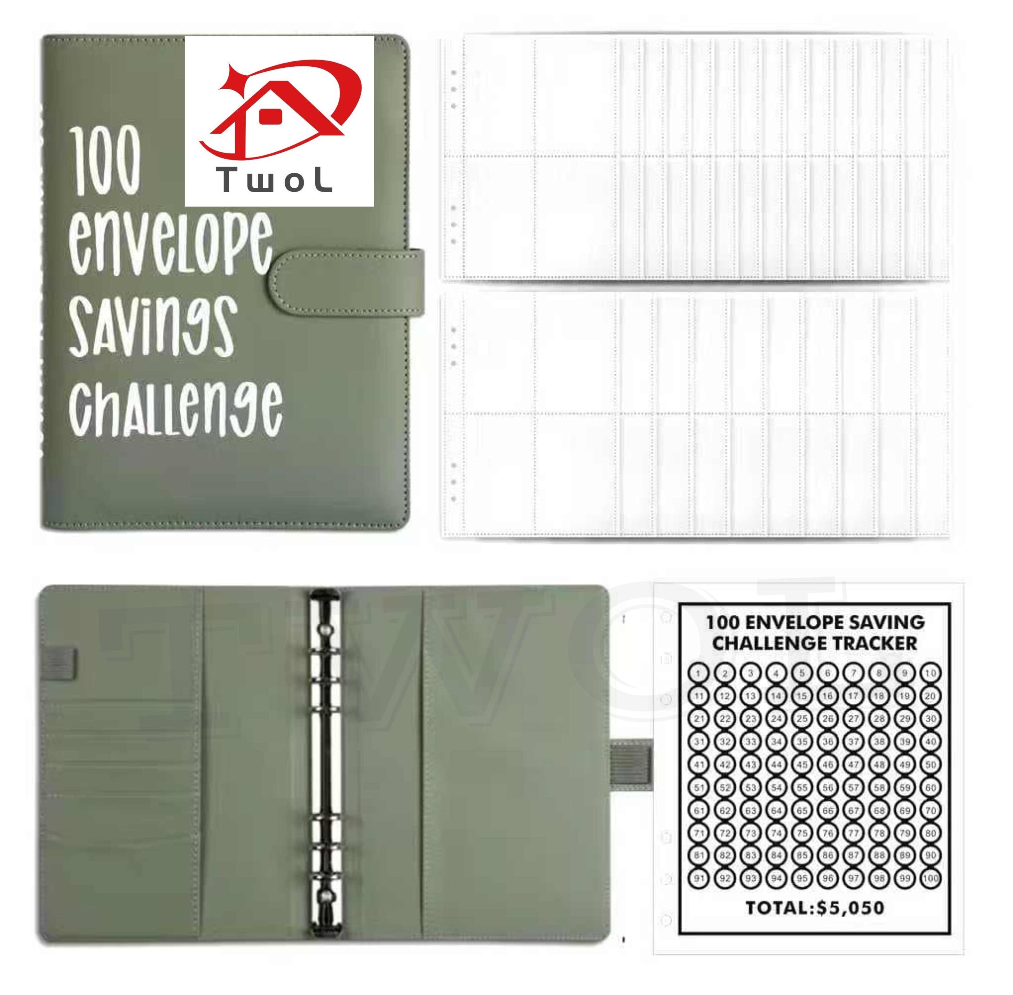 TWOL SHOP pcs 100 Envelope Challenge Binder Couple Challenge Event Notepad Budget Planner money envelope challenge