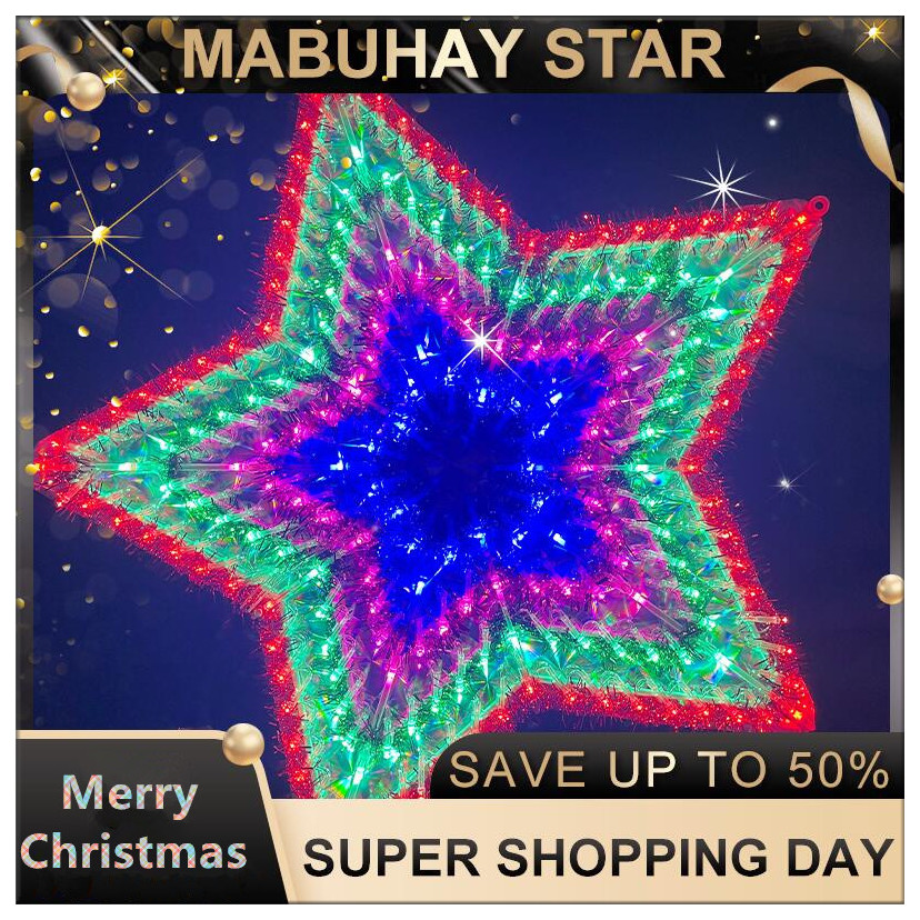 【COD】MABUHAY STAR Brand High Grade Waterproof Christmas Light Decoration Light Diameter 58cm 200L LED With Music Five-Pointed Star Bracket Lantern Outdoor Decoration Cash On Delivery