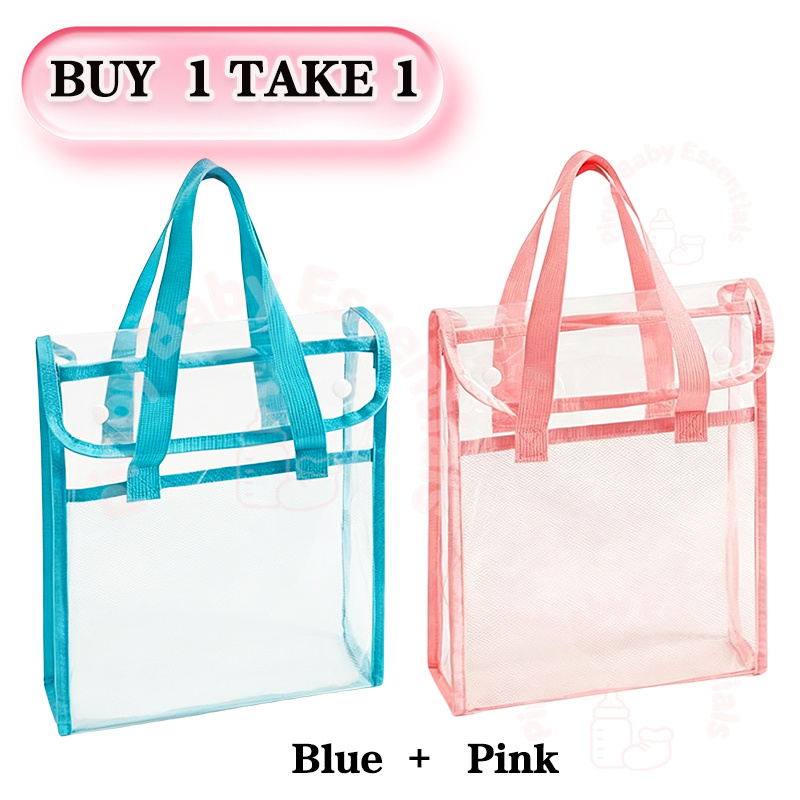 BUY 1 TAKE 1 PVC Thick Waterproof Double Layer Transparent Handbag Exam Tutorial A New Durable 3d Large Capacity Document Bag Designed For School Office Supplies Storage Bag