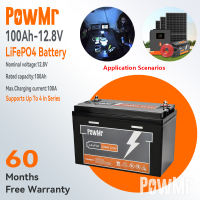 PowMr 12V 100AH LiFePo4 Battery Solar Battery Ebike Batteries Car Battery With High Performance Built in BMS Protection 100% Actual energy Life Time 10 Year Can Up to 4 Unit Series