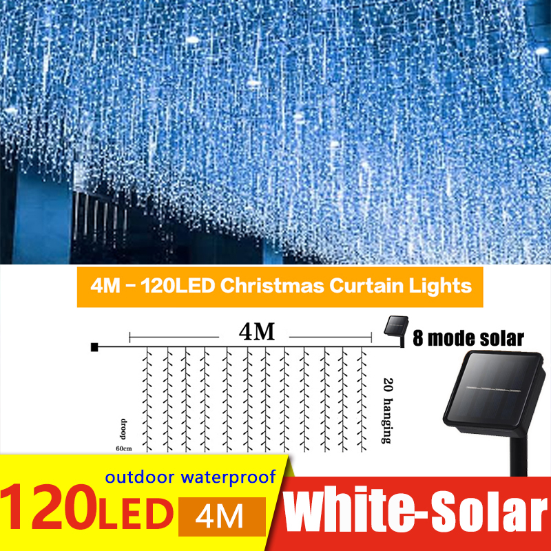 Christmas LED Icicle Lights Decorations Outdoor Fairy Curtain String Lights with US Plug in 8 Modes Timer Connectable Twinkle Lights for Holiday Window Party Home DecorWarm White