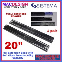 SISTEMA FULL EXTENSION DRAWER GUIDE WITH SOFT CLOSE FUNCTION BLACK 45KG (H45/HM45) MACDESIGN HOME (OFFICIAL SELLER)