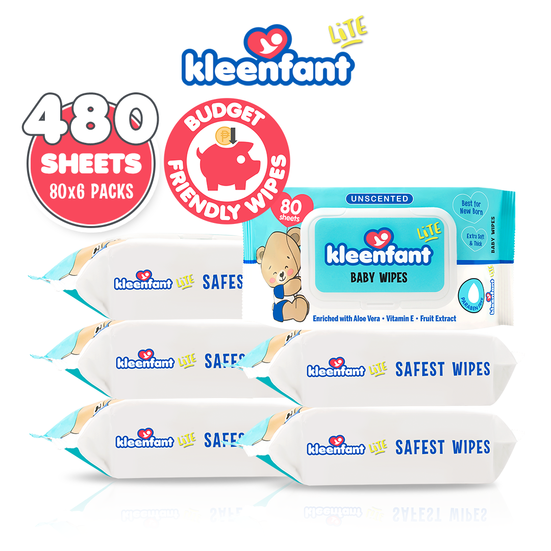 Kleenfant Lite Unscented Baby Wipes 80 Tender sheets 6 Packs Wet Wipes for Baby Newborn Kids