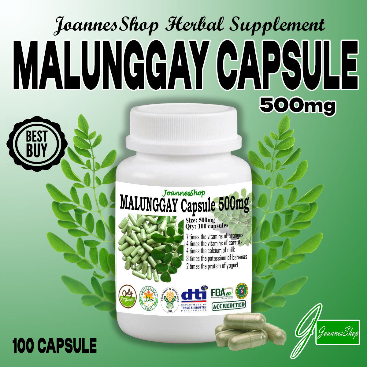 Malunggay capsule (Moringa) 500mg