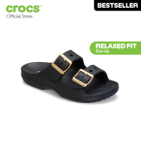 Crocs Womens Saturday Metallic Finish Sandal in Black