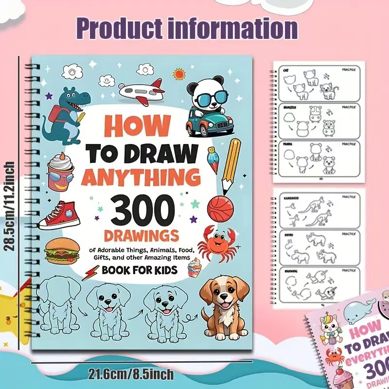 A4 Geetoy 110 Pages 300 Pattern Painting Book Cute Cartoon Coloring Kids Graffiti Painting Art Book