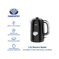 Daewoo 1.7L Electric Kettle 2200W Stainless Steel Fast Boil with Auto Shut-Off & Boil-Dry Protection