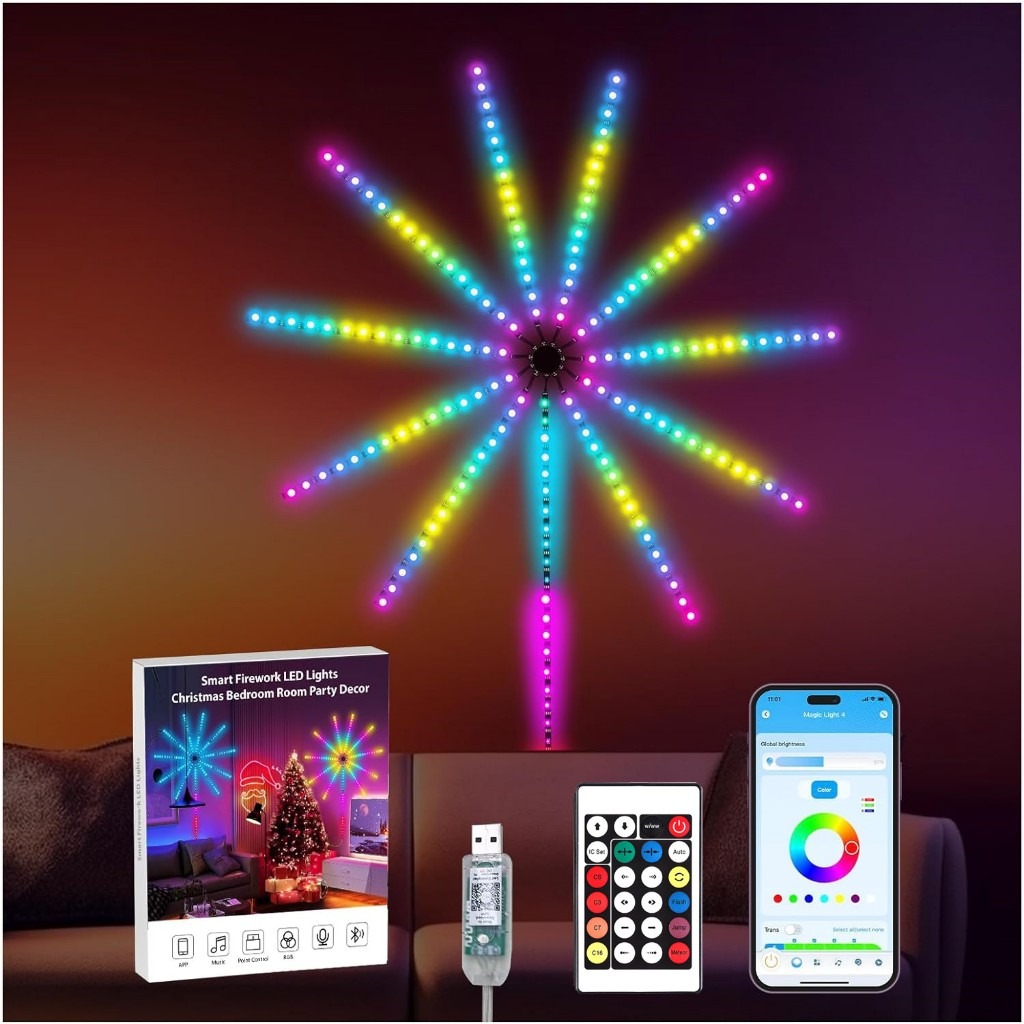 LED fireworks Fairy Lights Christmas lights outdoor waterproof Decorations for Home Dream Color Lamp 5050 RGB Strip Lights Smart