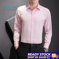 Otaku Men Shirt Long Sleeve Shirt Classic Korean Mens Plain Casual Fashion Business Formal Polo Shirt