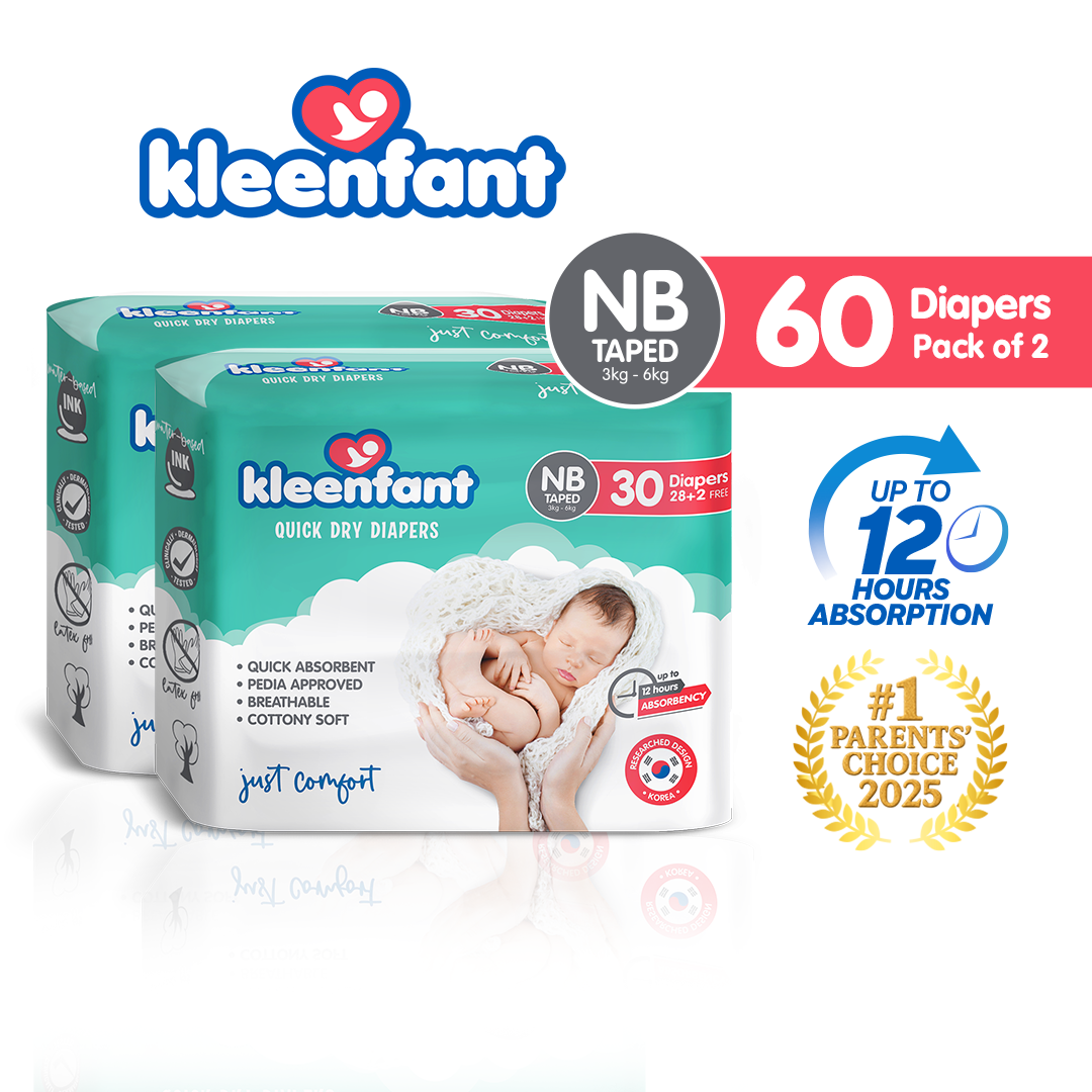Babypal Kleenfant Baby Taped Diaper Newborn-XL (60 Pads) Disposable Diaper Baby Essentials Free Shipping
