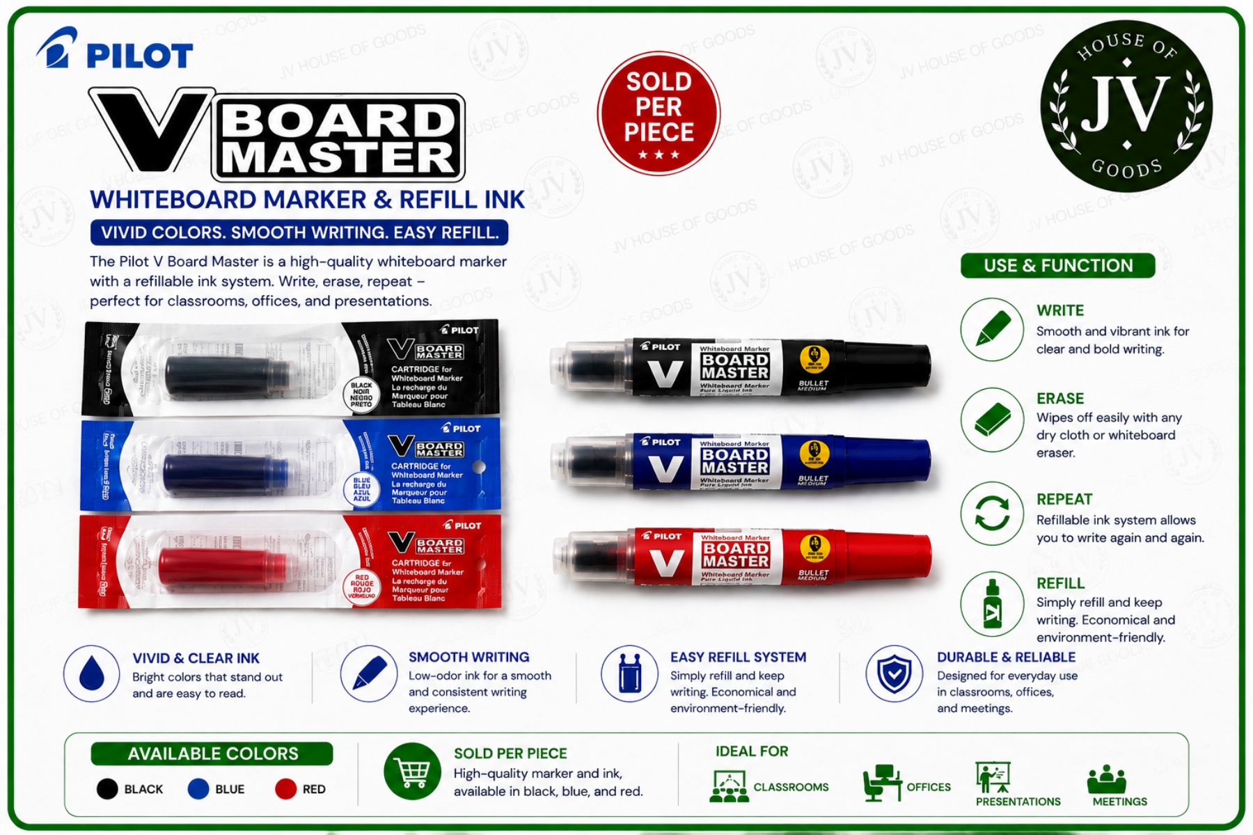 Pilot V Board Master Refillable Whiteboard Marker Bullet Tip 1pc