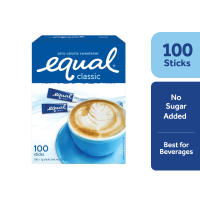 Equal Classic Zero Calorie Sweetener 100 Sticks - 1 Box (Sugar Substitute Diabetic Friendly)