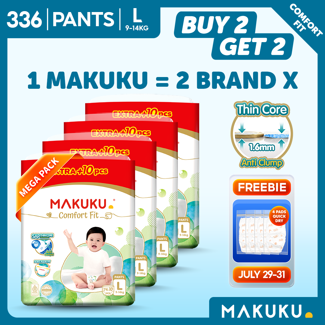 【B2T2】 MAKUKU Comfort Fit Tape and Pants Diaper Ultra Thin Soft Breathable Super Absorbent Baby Diapers