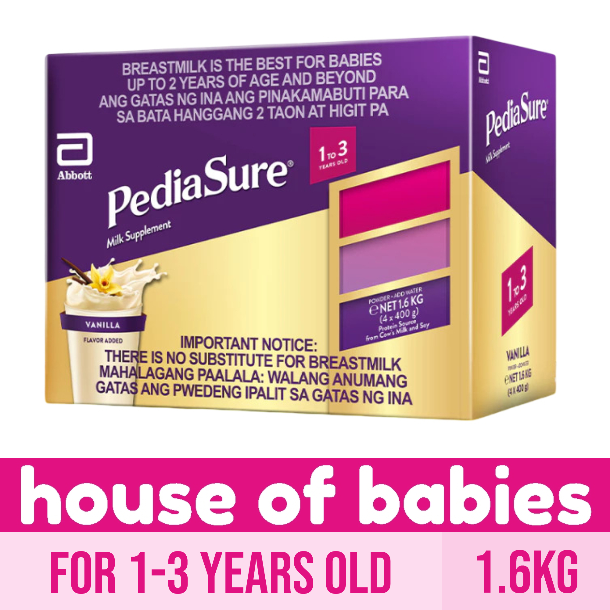 Pediasure Vanilla 1.6kg for 1-3 Years Old Milk Supplement