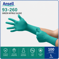 Ansell Microflex 93-260 Chemical Resistant Green Nitrile Gloves