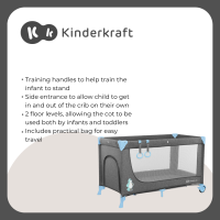 KindeKraft Joy Travel Cot from birth up to 25kg Easy to Fold with the bag included in the set easy to transport