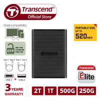 * Transcend ESD270C USB 3.1 Gen2 USB Type-C transfer speeds up to 520MB/s  Portable SSD | Capacity: 250GB 500GB 1TB 2TB | Portable Solid State Drive | Transcend External SDD