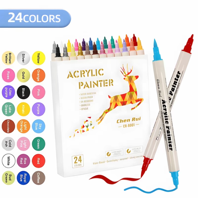 Acrylic Marker Pen Set Box-packed Coloring Set Color Pen Painting Highlighter Pen Set Art Supplies