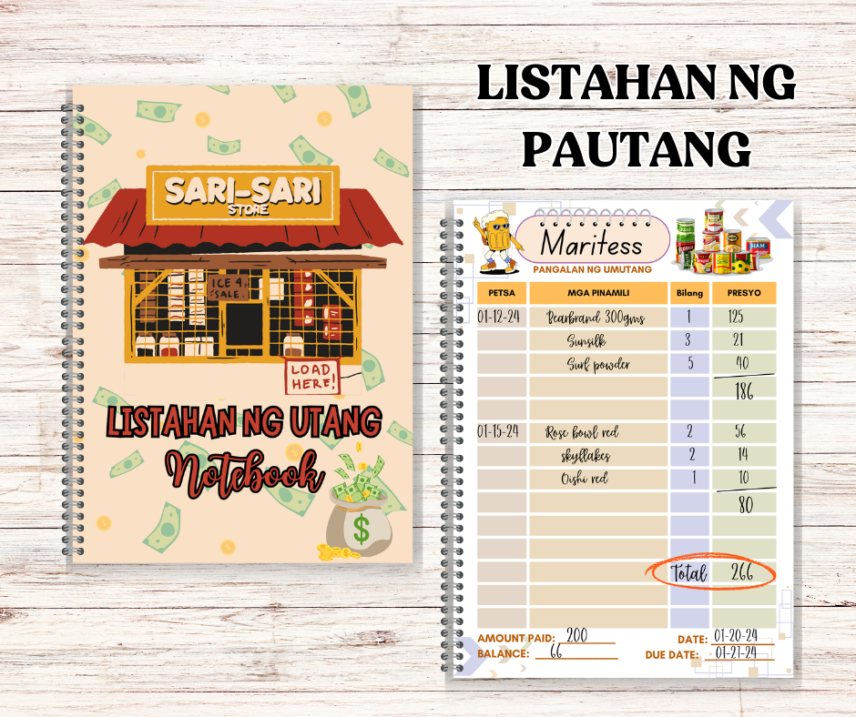 A&J Listahan ng Pautang Notebook Credit List Record Book 100 Pages Wire Bind