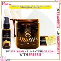 Luxewax Organic Sugar Wax Hair Removal Set Sunflower Oil Waxing Mini Trial Kit Beauty Skin Care Honey Hot Cold Waxing Paper Strips Wax Applicator Legs Underarm Kilikili Armpit Chest Brow Facial Upper Lip Bikini Private Part Brazillian Pubic Hair Remover