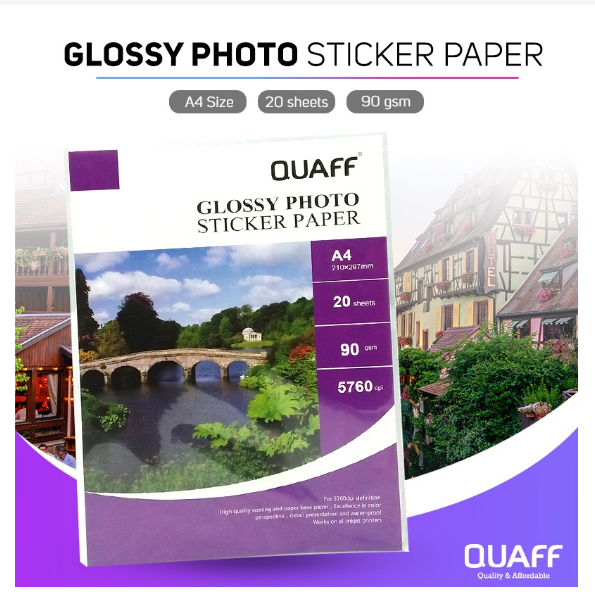 QUAFF Photo Sticker Paper A4 135GSM /150GSM / 90GSM for Inkjet Printer (U-DS-LR)