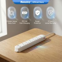 Huntkey 3 Gang Extension Cord with USB C PD12W Fast Charge Surge Protector Power Strip 3 Meters Heavy Duty Universal Socket 2500W DMA307