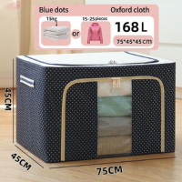 【2PCS】NEARER Large Storage Box Organizer Storage Box Durabox Box Folding Clothes Clothes Organizer Storage Cabinet for Clothes 66L 100L 150L Specification Water Proof Oxford Cloth Material Foldable Quilt Steel Storage Wardrobe Organizer