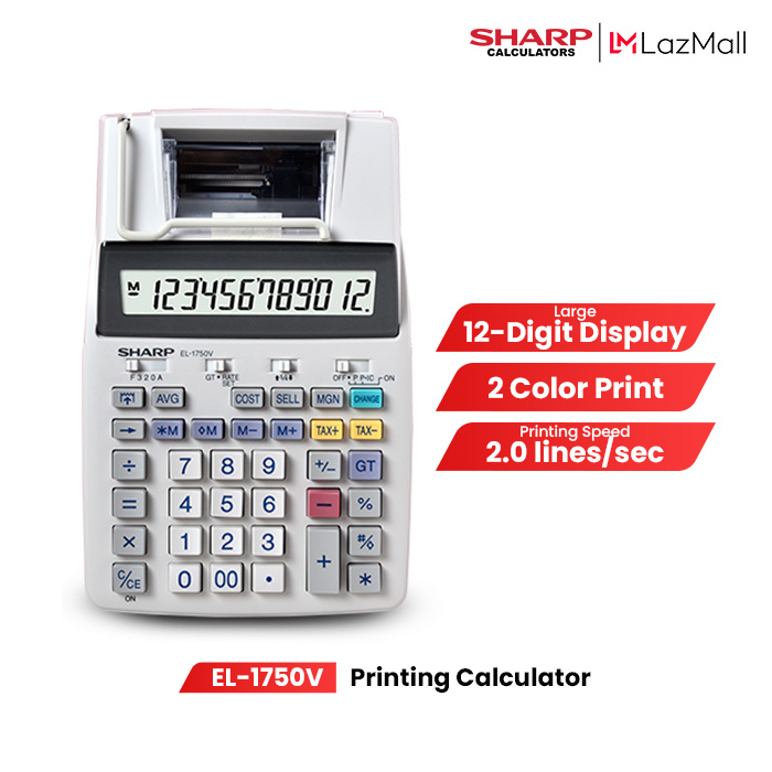 Sharp EL-1750V Printing Calculator. With receipt printing. For Business Big Calculator