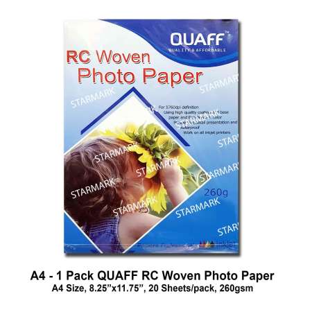 Quaff RC Woven Photo Paper - A4 Size, 20 Sheets