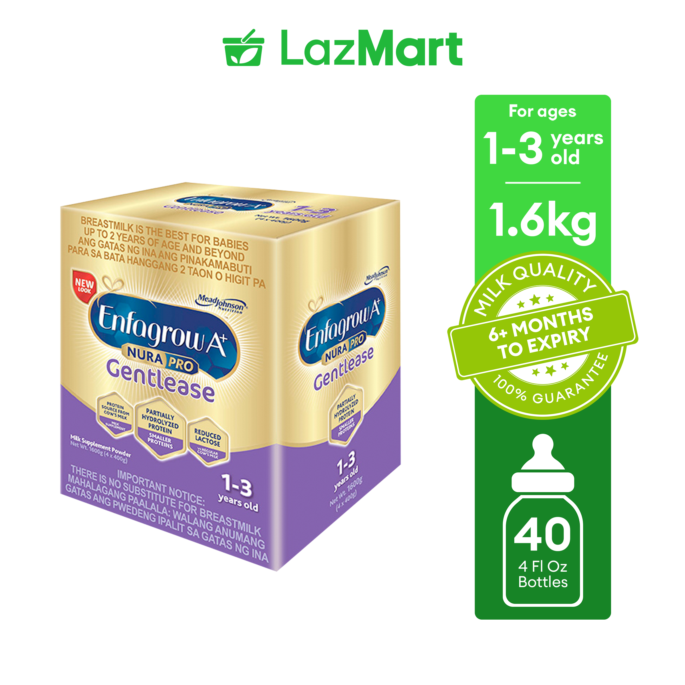 Enfagrow A+ Nurapro Gentlease 1.6kg Milk Supplement Powder for 1-3 Years Old