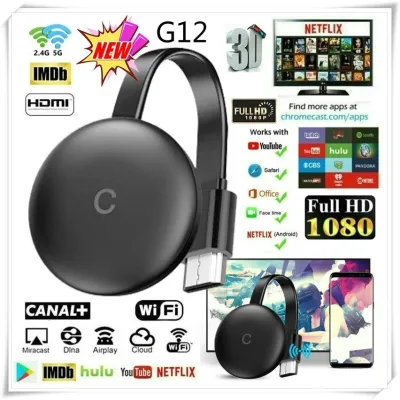 Original G12/G2 4K Wireless WIFI Display HDMI DONGLE Chrome Cast WeCast/G12 TV Stick HDMI 2.4G / 5G Wireless WiFi Dongle Screen Mirroring Screen For Android iOS YouTube Netflix Google Chrome (2)