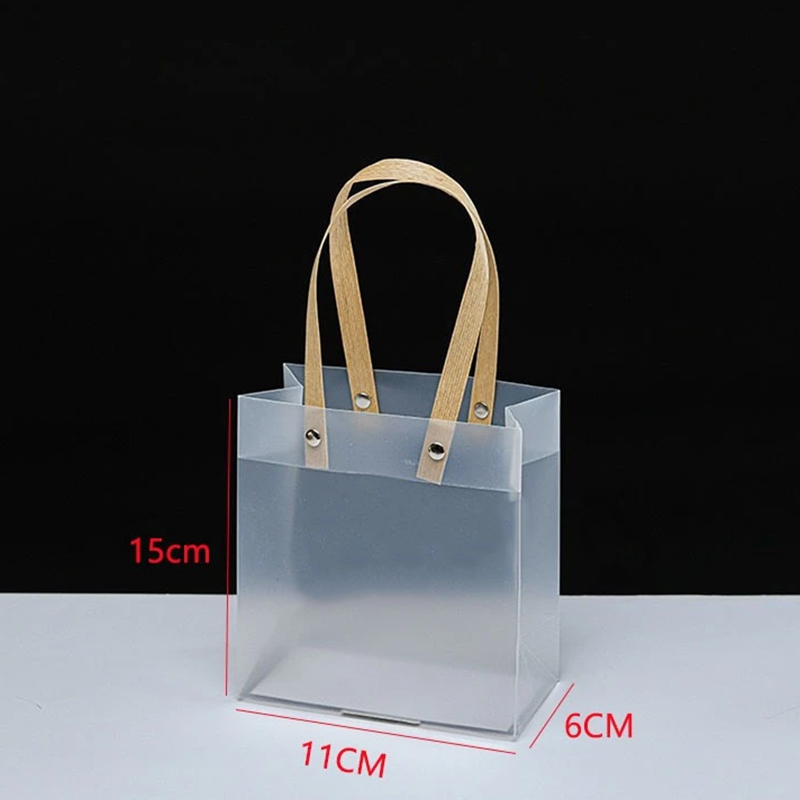 10PCS Transparent PVC Bag Plastic Bag Gift Display Waterproof Handbag Boutique Gift Reusable Tote Bag