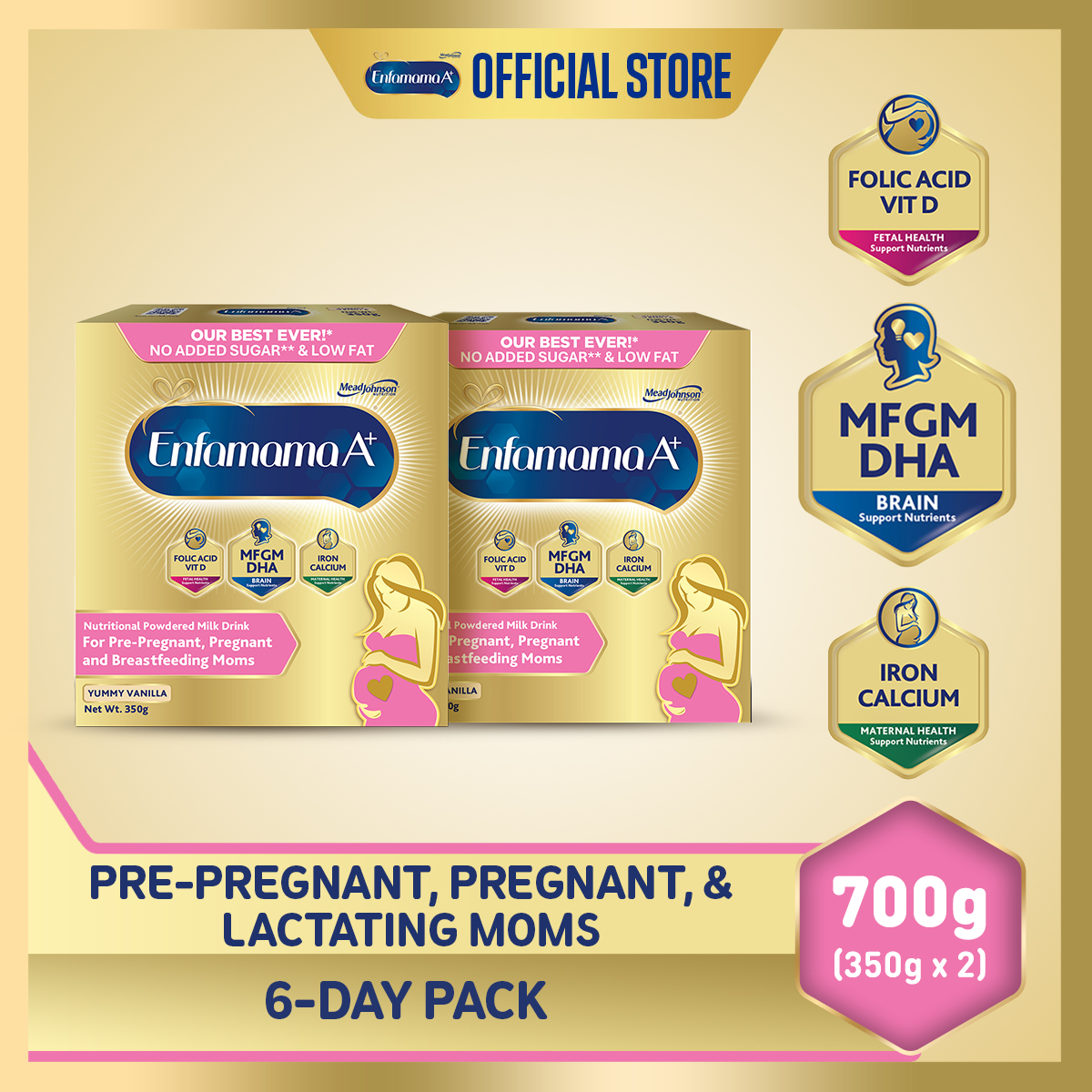 Enfamama A+ Powdered Milk Drink for Pregnant & Breastfeeding Moms (Vanilla) 700g (350g x 2)