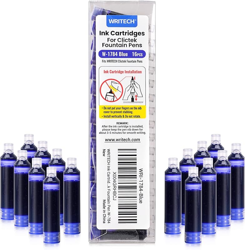 WRITECH Retractable Fountain Pen Set: Fine Nib Black Ink Pens Includes 5 Ink Cartridges Smooth Writing for Sketching Journaling Calligraphy Gift (Black)