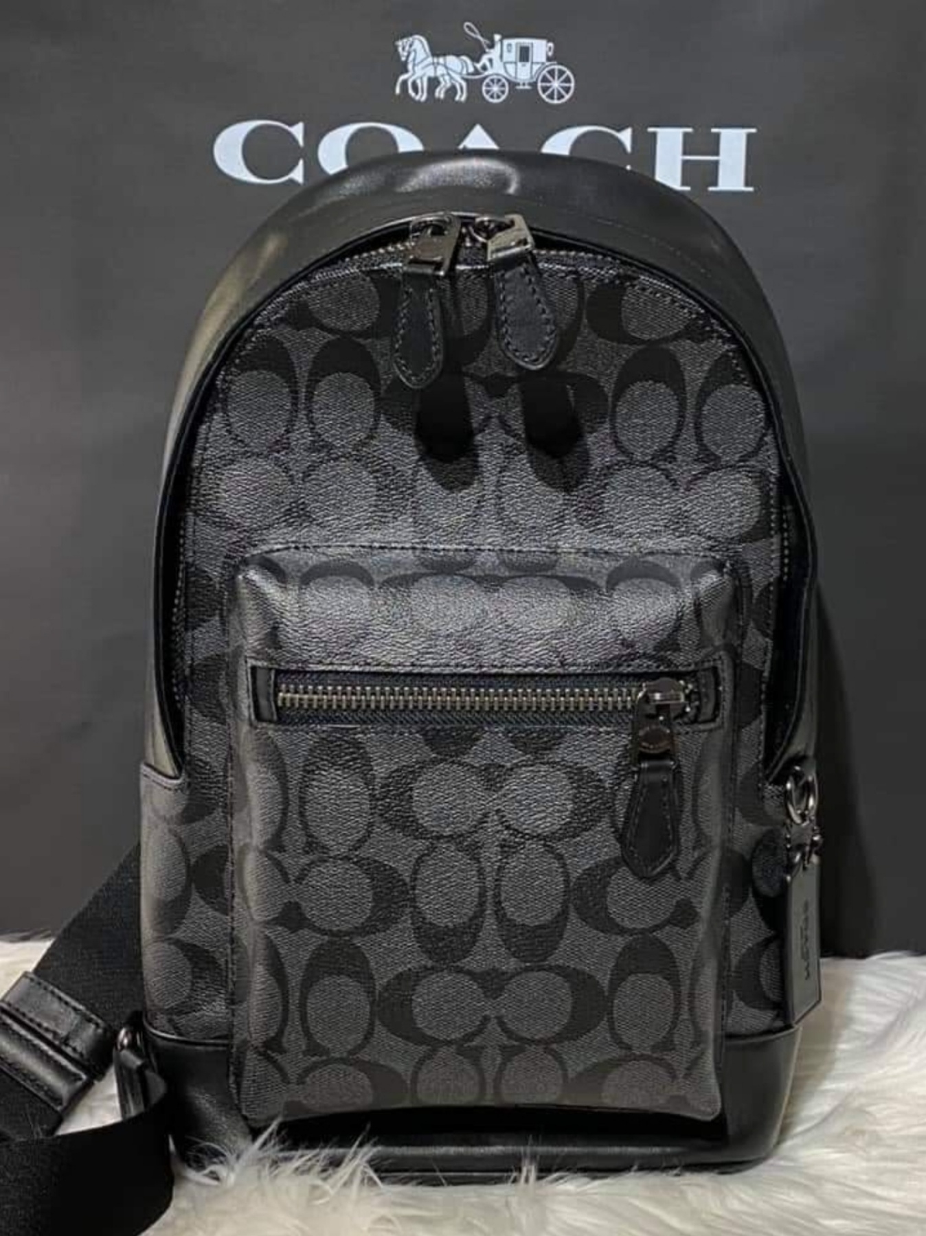 Coach 2853 West Pack in Charcoal Signature Coated Canvas and Black ...