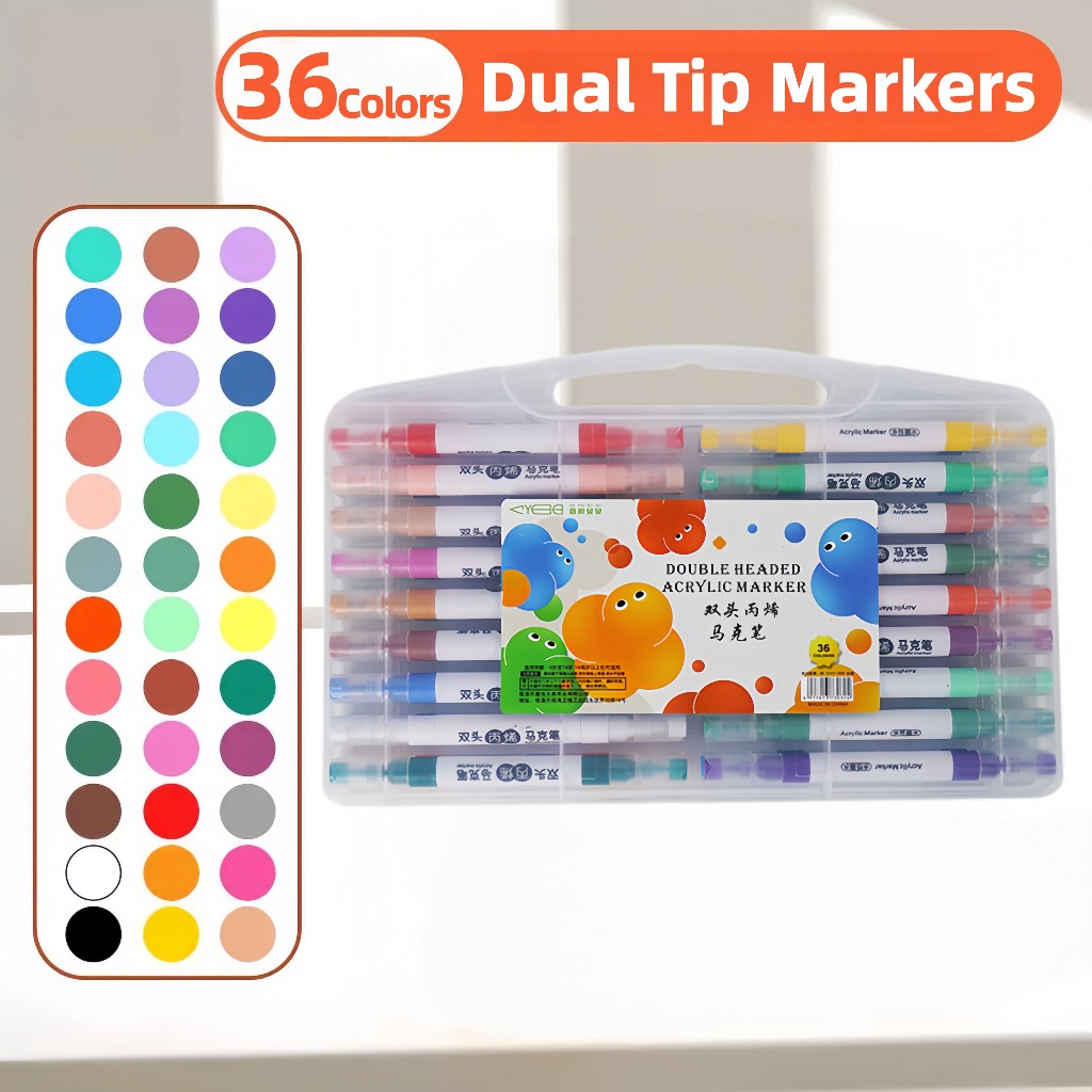 80 Colors Dual Tip Acrylic Markers Brush Pen Set with Storage Case for School Notes Art