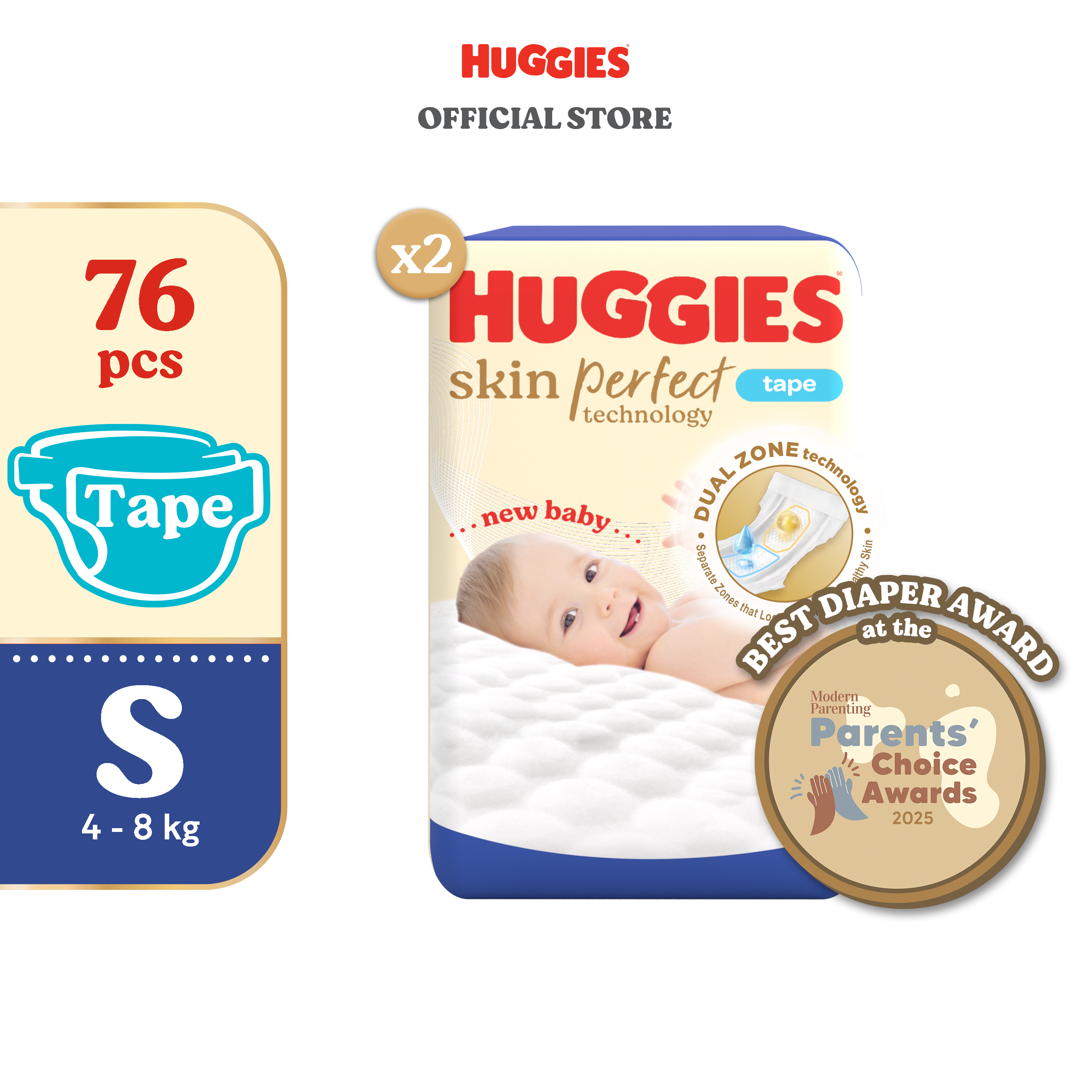 Huggies Skin Perfect Diaper - Small 76 pcs