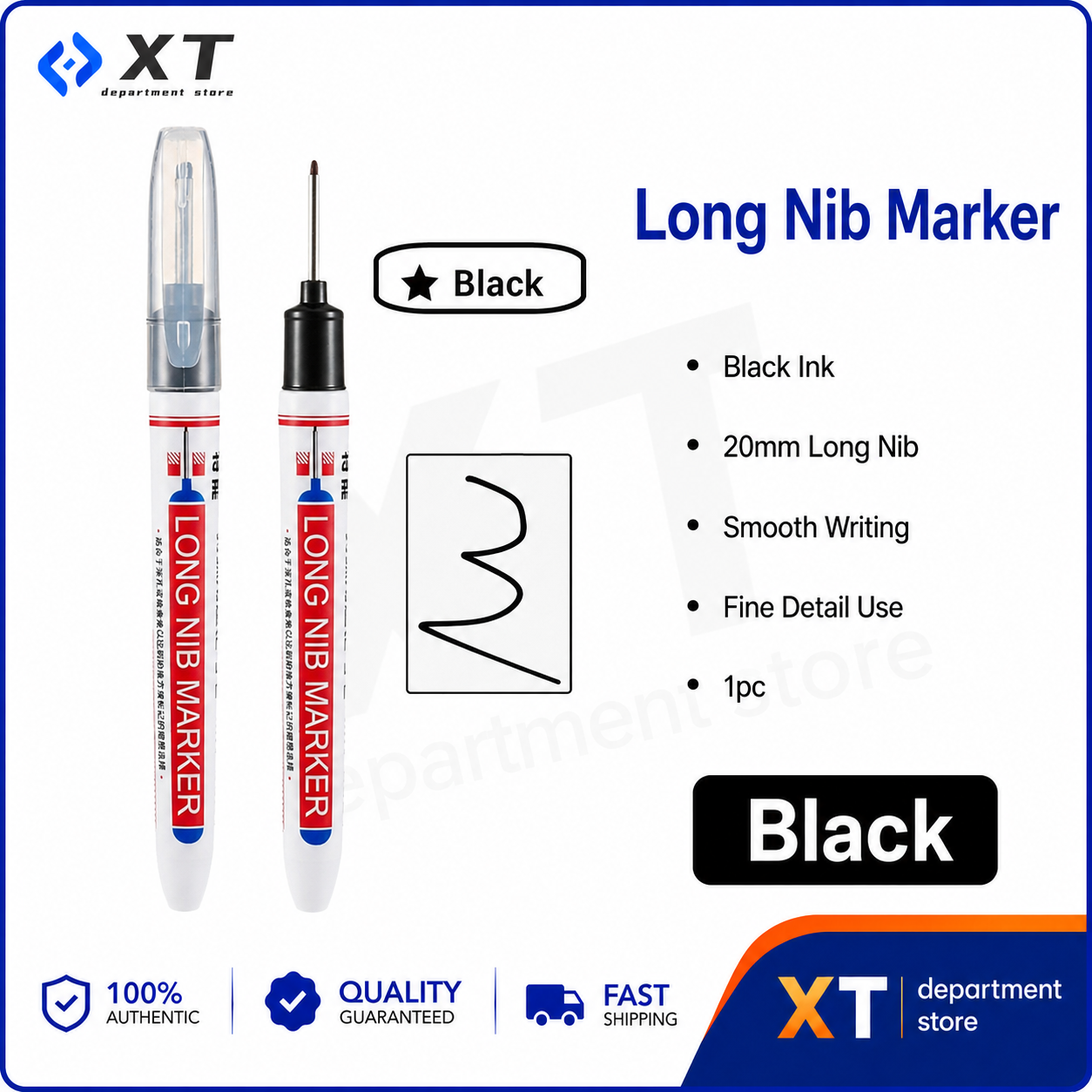 XT 20mm Long Tip Marker Pen for Deep Hole Marking Metal Perforating Multi-Purpose Long Nib Marker Pen Waterproof Construction Markers Marking Tool