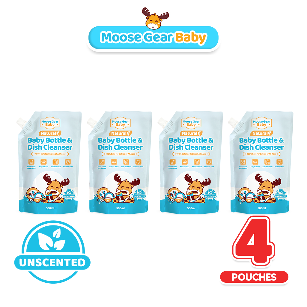 Moose Gear Baby Bottle Cleanser 4PACKS 500ml (Unscented) Antibacterial Resealable Leak Proof Cap