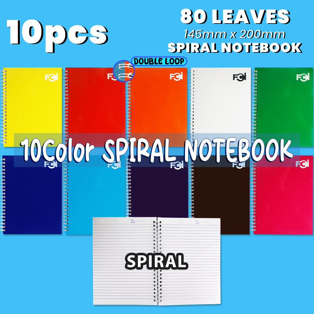 FCI Writing Notebook Compo Spiral & Yarn Notebook – Neon Random Color Smooth | 80 Leaves | School Supplies | 10 Pieces per Ream