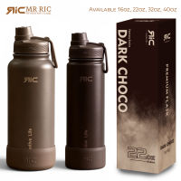 Mr. Ric 40oz Hydration Flask 304 Stainless Steel Double Wall Insulation Water Bottle with Silicone Boot Vacuum Flask Tumbler Spout Lid Wide Leakproof Spout Lid 16oz 22oz 32oz