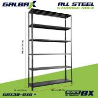 GBX ALL METAL Storage Shelving Adjustable  Galvanized Steel Rack Black/White
