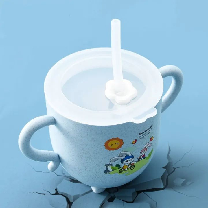 400ml Kids Milk Cup With Straw Baby Scale Glass Water Cups
