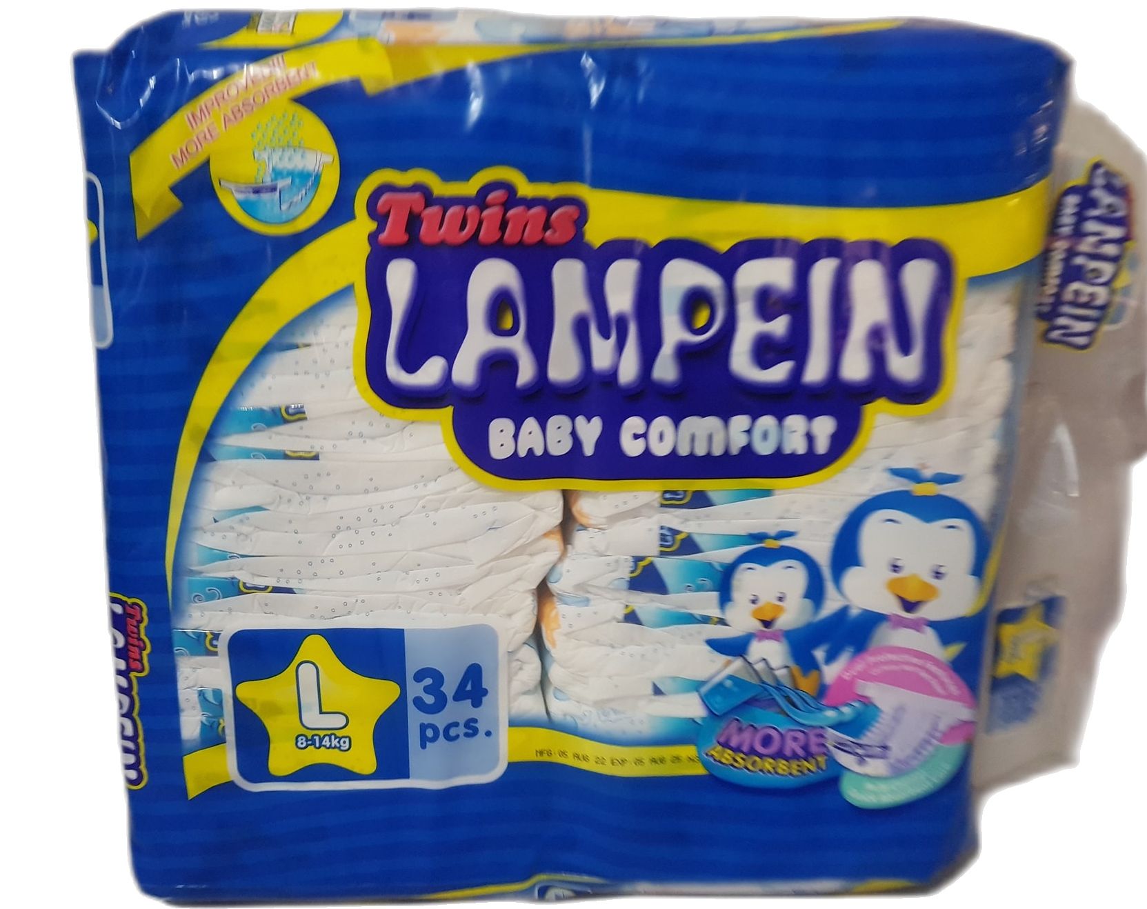 Twins LAMPEIN Baby Comfort (1 pack of Large size - 34 pieces Lampein) - for over 8 - 14 kilograms kids