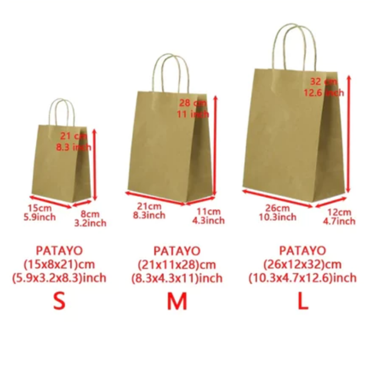 12PCS Brown/Red/Green Paper Bag with twist Handle bag Gift Bag Kraft Bag Plain Hand bag Xmas Gift