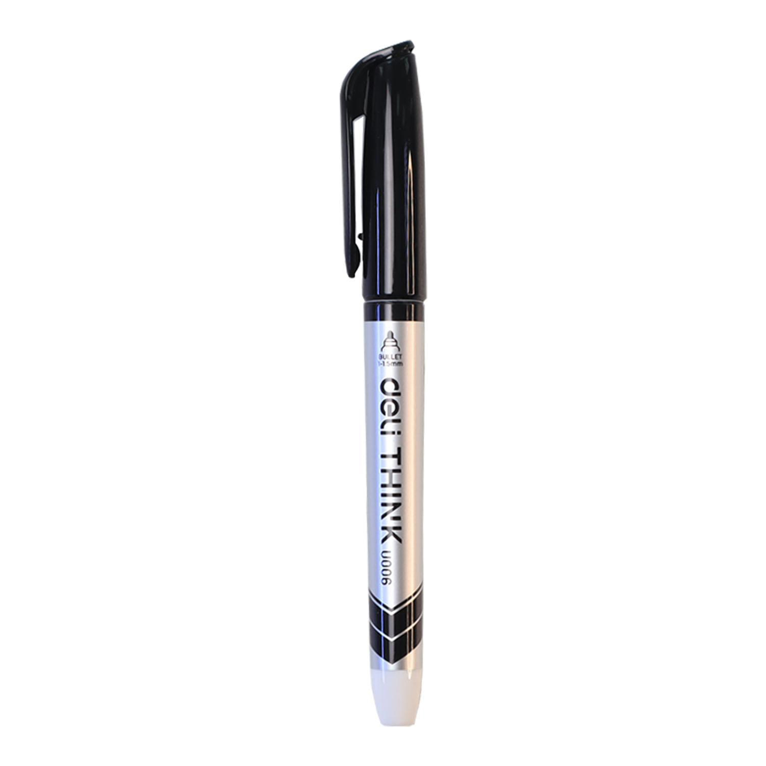 Deli Whiteboard Marker Black Easy Erase Non-Toxic Low Odor School Office EU00620