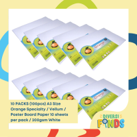 10 PACKS or 100pcs A3 Size Orange Specialty / Vellum / Poster Board Paper 200gsm White 10sheets/pk