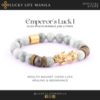 Emperors Luck I Bracelet - Lucky Piyao in Burmese Jade & Pyrite for Wealth Good Luck Healing and Abundance