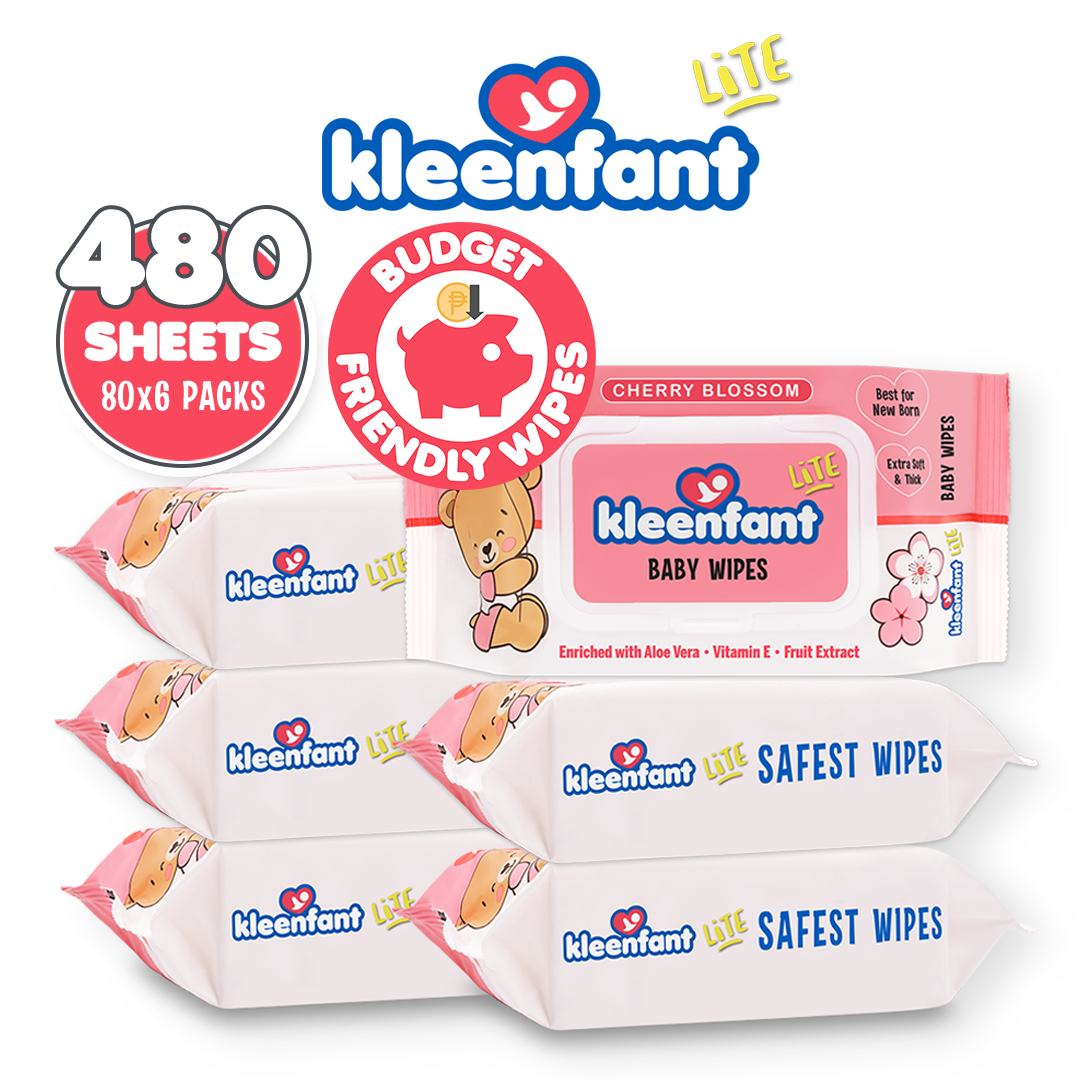 Kleenfant Lite Cherry Blossom Baby Wipes 80 Tender sheets 6 Packs Wet Wipes for Baby Newborn Kids