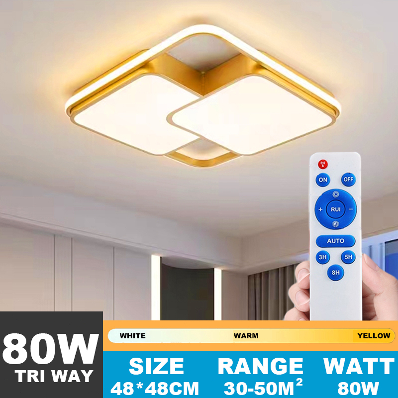 【BUY 1 TAKE 1】LED ceiling light with remote control Tricolor Modern Chandelier dimming ceiling lamp Nordic modern corridor light Aisle Light ceiling light bedroom living center light brightCeiling Light dining light room light 150W 30 year warranty